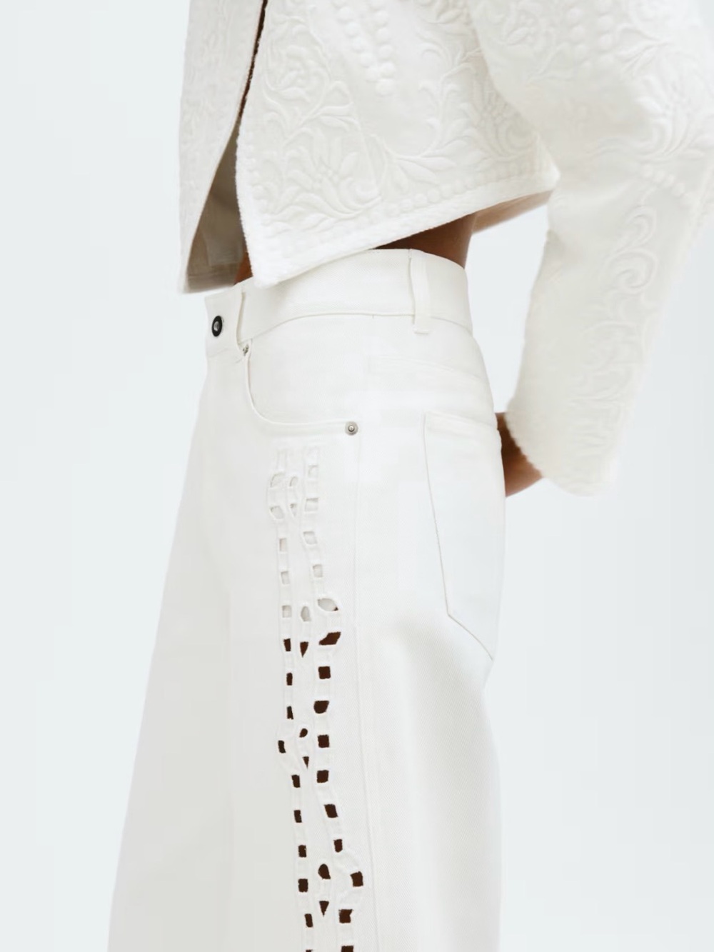 NWT H&M Eyelet-Embroidered Jeans Size 18